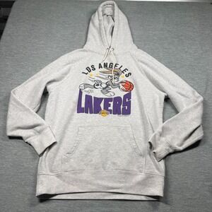 Homage Hoodie Men Large Gray LA Lakers Space Jam Bugs Bunny Basketball Graphic